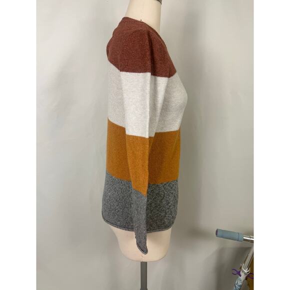 Pinque Small Striped Fall Color Sweater Soft Lounge Preppy Lightweight Teacher - Picture 3 of 10